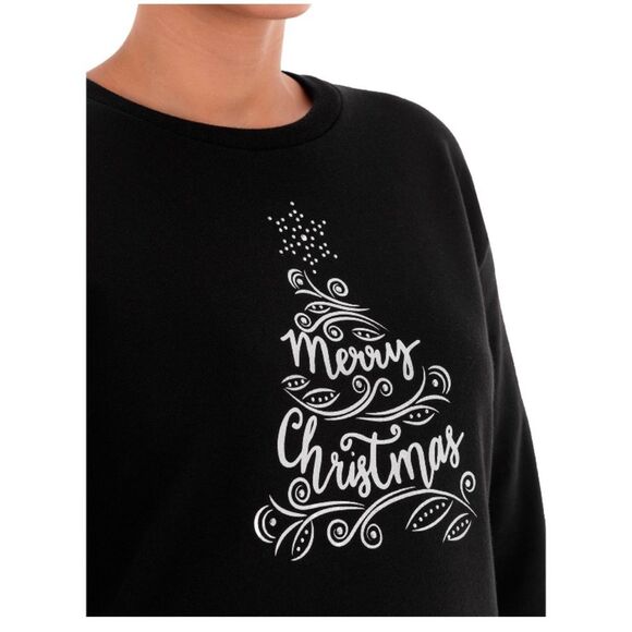 NWT Women’s Black Merry Christmas Holiday Tree Sweatshirt Size Large (12/14) - Picture 6 of 11